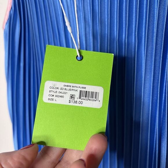 Sam Edelman Satin Pleated Dress Womens Large Ombre Missing Belt - Picture 4 of 10